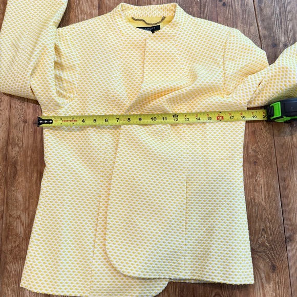 Talbots‎ 2-Piece Set Cotton Stretch Yellow Dot Jacquard Blazer & Skirt Sz 12 EUC - Picture 8 of 15